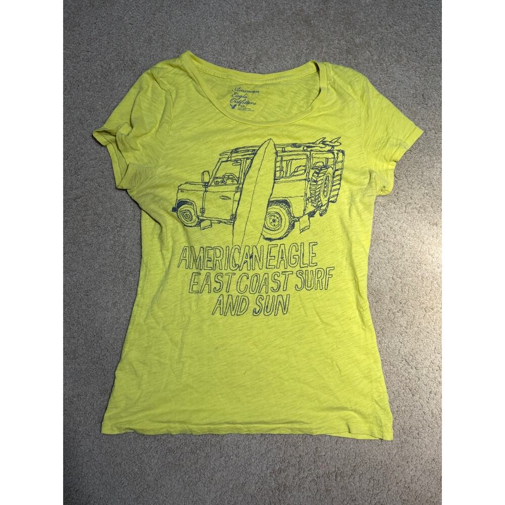 American Eagle Outfitters East Coast Surf & Sun Graphic Tee (Neon Yellow)